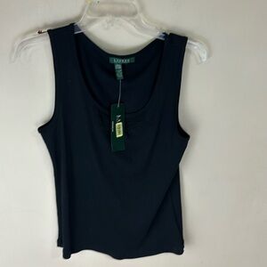 LRL Ribbed Tank Top Shell with Lace at Neckline Size Large NWT